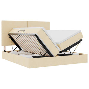 Aufbewahrungsbett Creme 200x200 cm Kunstleder