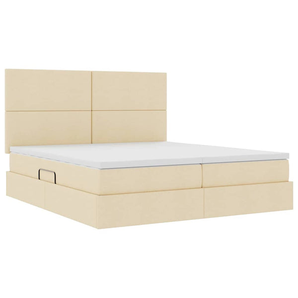 Aufbewahrungsbett Creme 200x200 cm Kunstleder