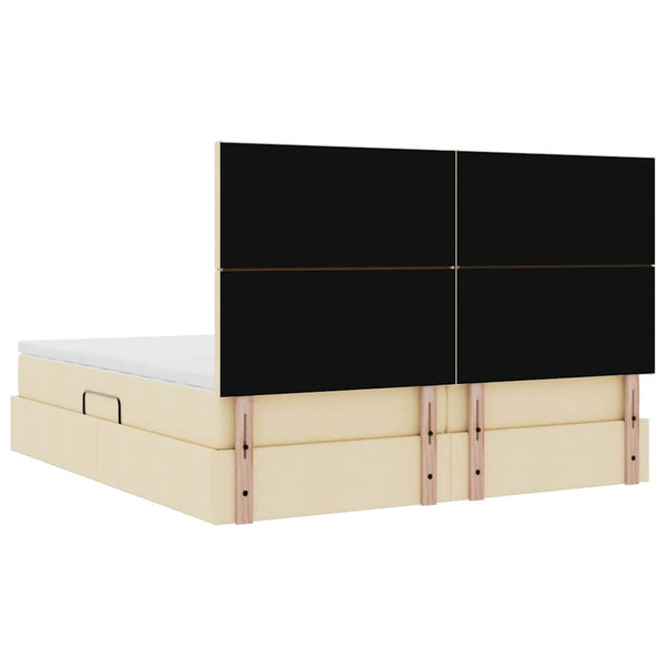 Aufbewahrungsbett Creme 200x200 cm Kunstleder