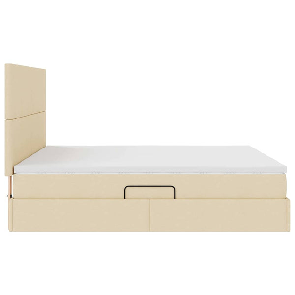 Aufbewahrungsbett Creme 200x200 cm Kunstleder