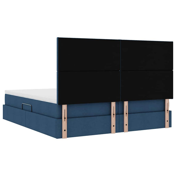 Aufbewahrungsbett Blau 200x200 cm Kunstleder
