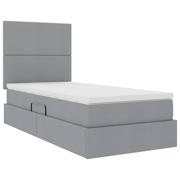 vidaXL Lit avec rangement et LED Gris clair 90 x 190 cm Polyester