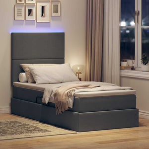 Bett mit Stauraum & LED Dunkelgrau 90x190 cm