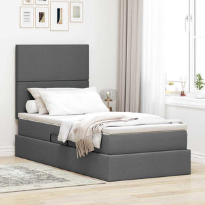 Bett mit Stauraum & LED Dunkelgrau 90x190 cm