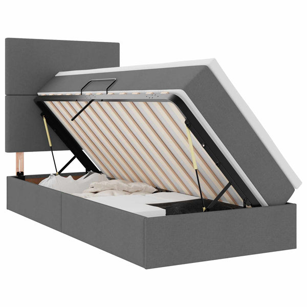 Bett mit Stauraum & LED Dunkelgrau 90x190 cm