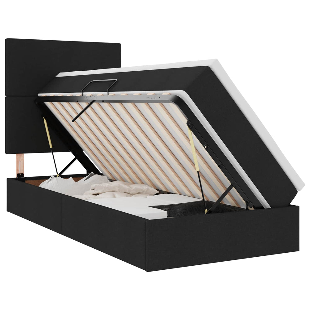 Bett mit Stauraum & LED Schwarz 90x190