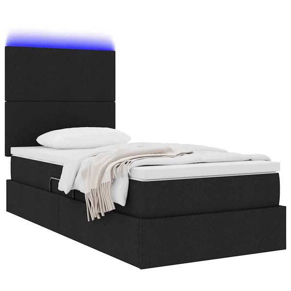 Bett mit Stauraum & LED Schwarz 90x190
