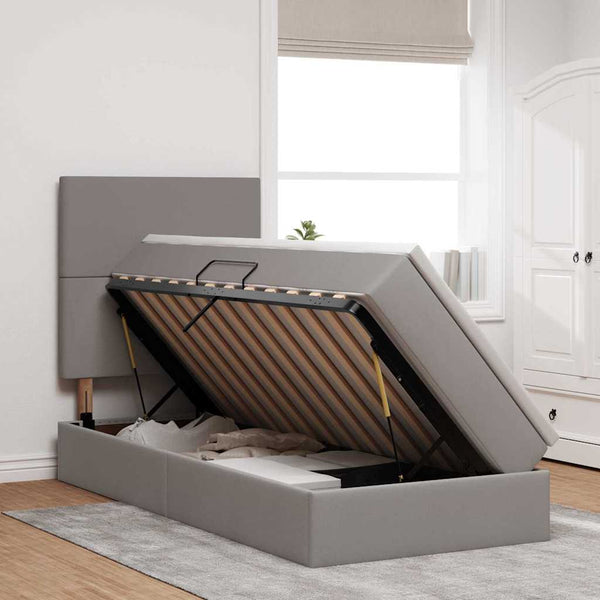 Bett mit Stauraum und LED Taupe 90x190 cm