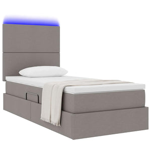Bett mit Stauraum und LED Taupe 90x190 cm