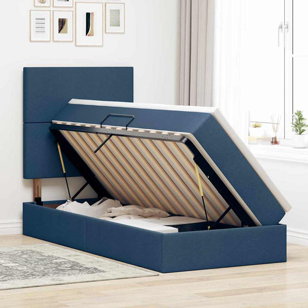 Bett mit Stauraum und LED Blau 90x190