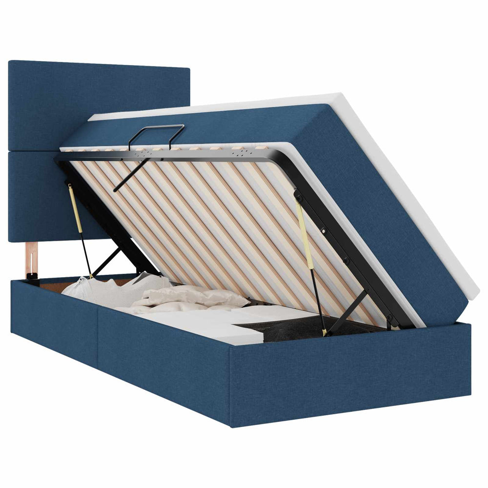 Bett mit Stauraum und LED Blau 90x190