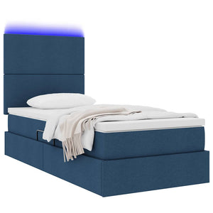 Bett mit Stauraum und LED Blau 90x190