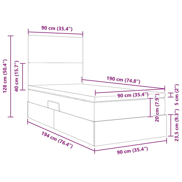 Bett mit Stauraum und LED Blau 90x190