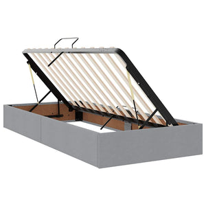 Bett mit Stauraum und LED Hellgrau 90x200