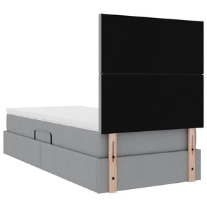 Bett mit Stauraum und LED Hellgrau 90x200