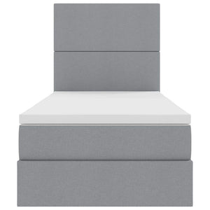 Bett mit Stauraum und LED Hellgrau 90x200