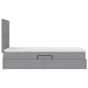 Bett mit Stauraum und LED Hellgrau 90x200