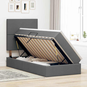 Bett 90x200 mit Stauraum und LED Dunkelgrau