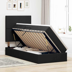 Bett mit Stauraum und LED Schwarz 90x200 cm