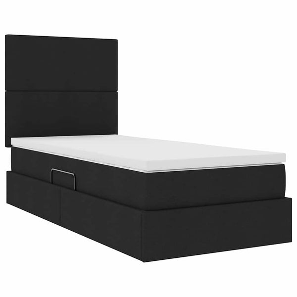 Bett mit Stauraum und LED Schwarz 90x200 cm
