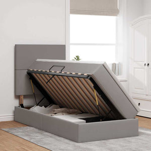 Bett mit Stauraum und LED Taupe 90x200 cm