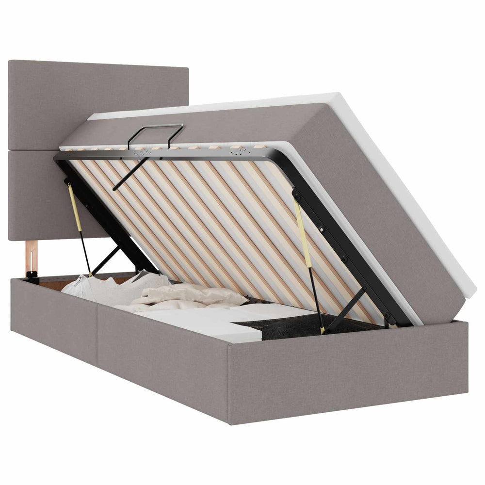 Bett mit Stauraum und LED Taupe 90x200 cm