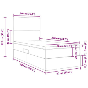 Bett mit Stauraum und LED Taupe 90x200 cm
