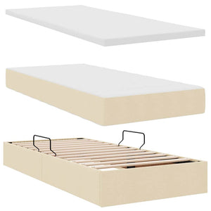 Bett mit Stauraum und LED Creme 90x200 cm