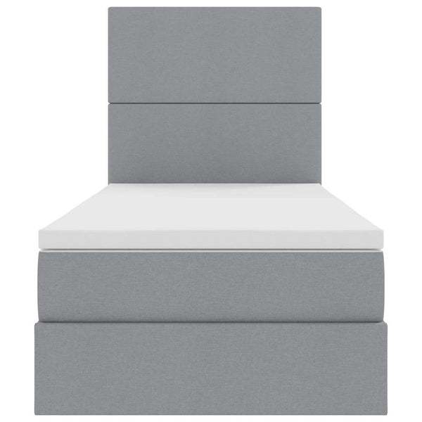 Bett mit Stauraum und LED Hellgrau 100x200