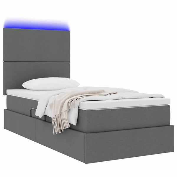 vidaXL Lit avec rangement et LED Gris foncé 100 x 200 cm Polyester