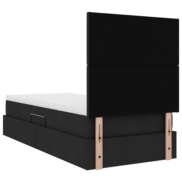 Bett mit Stauraum und LED Schwarz 100x200