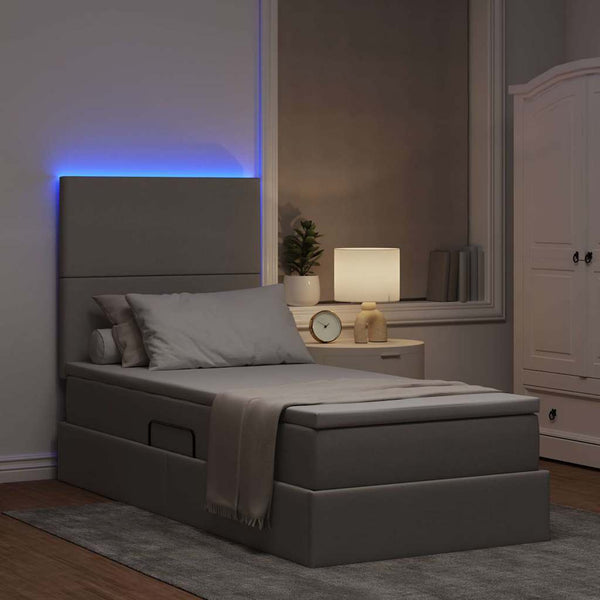 Bett mit Stauraum und LED Taupe 100x200 cm