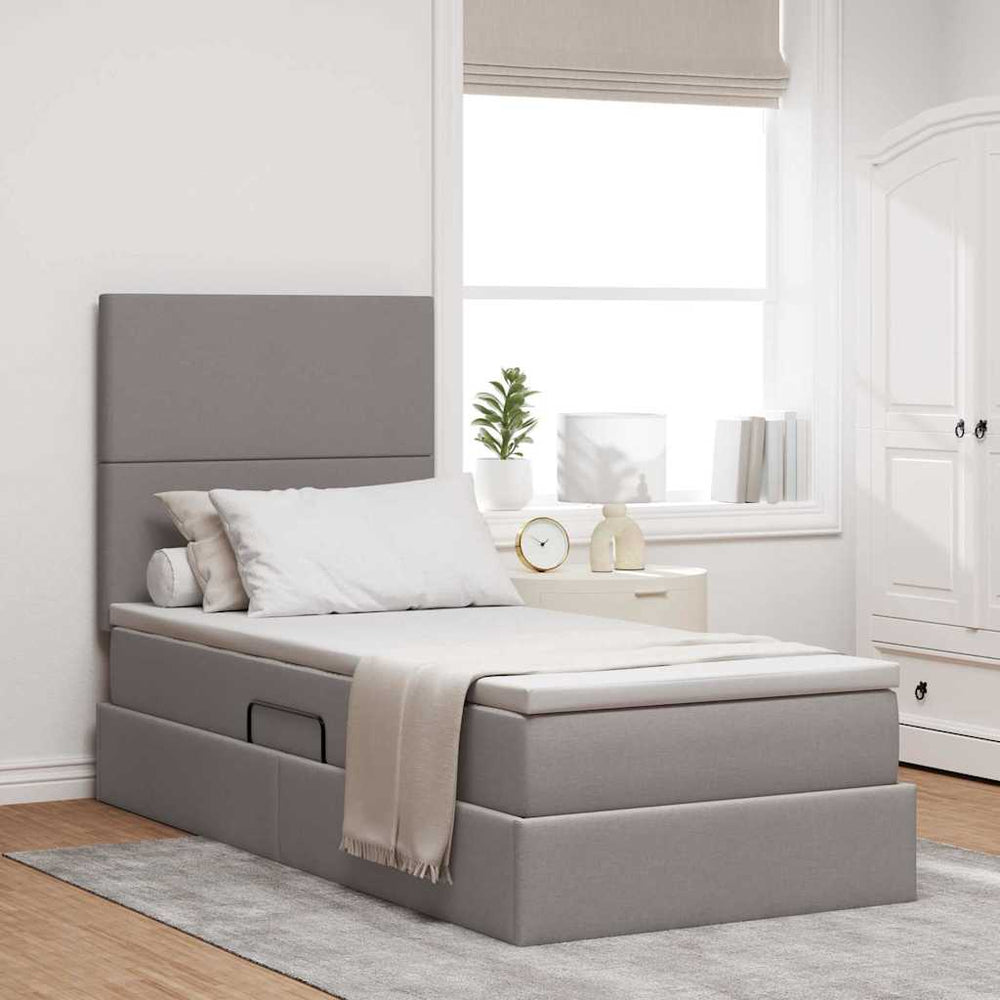 Bett mit Stauraum und LED Taupe 100x200 cm