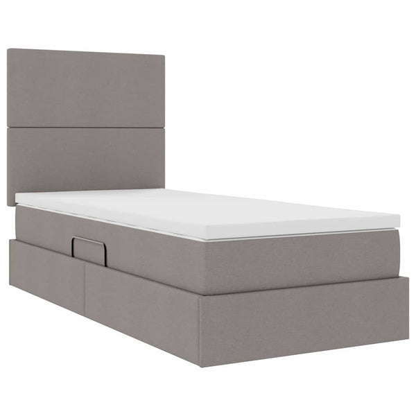 Bett mit Stauraum und LED Taupe 100x200 cm