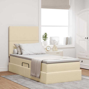 Bett mit Stauraum und LED Creme 100x200 cm