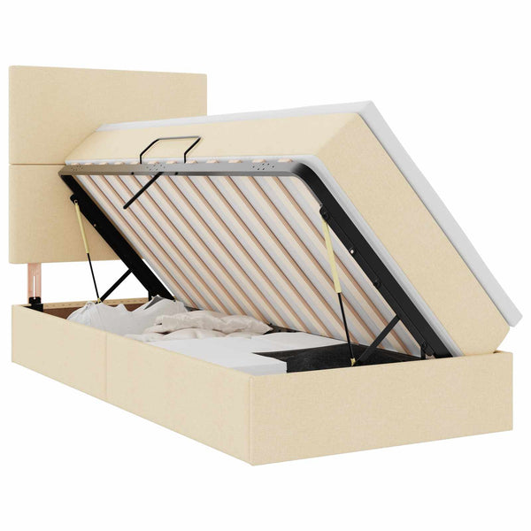 Bett mit Stauraum und LED Creme 100x200 cm