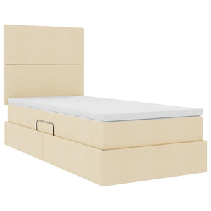 Bett mit Stauraum und LED Creme 100x200 cm