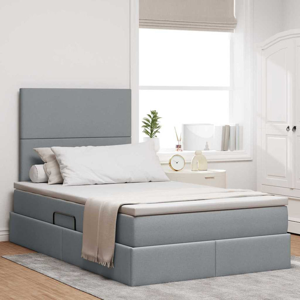 Bett mit Stauraum und LED Hellgrau 120x190 cm
