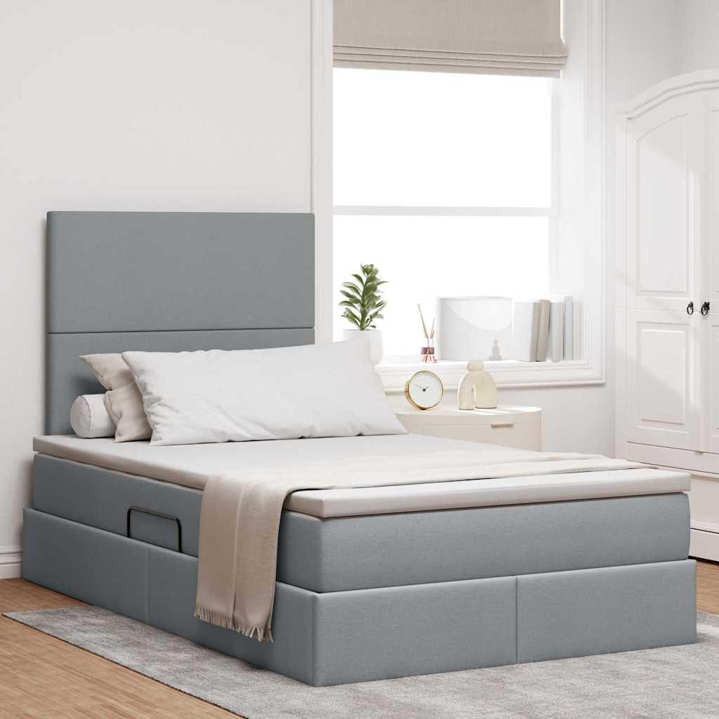 Bett mit Stauraum und LED Hellgrau 120x190 cm