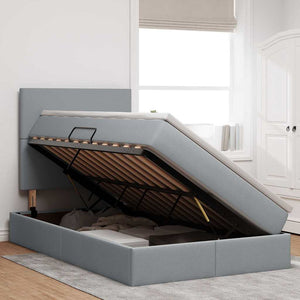 Bett mit Stauraum und LED Hellgrau 120x190 cm