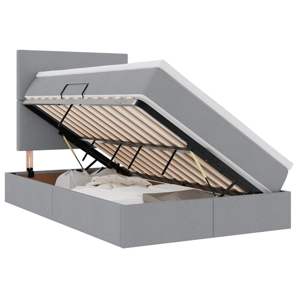 Bett mit Stauraum und LED Hellgrau 120x190 cm