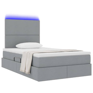 Bett mit Stauraum und LED Hellgrau 120x190 cm