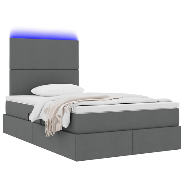 vidaXL Lit avec rangement et LED Gris foncé 120 x 190 cm Polyester