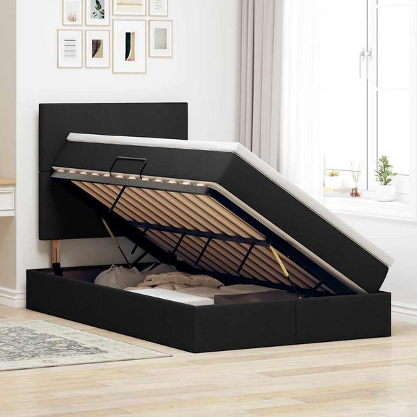 Bett mit Stauraum und LED Schwarz 120x190 cm