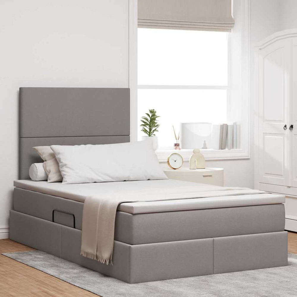 vidaXL Lit avec rangement et LED Taupe 120 x 190 cm Polyester