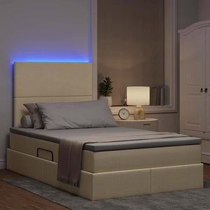 Bett mit Stauraum LED Creme 120x190 cm