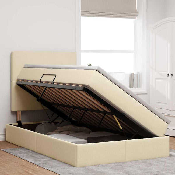 Bett mit Stauraum LED Creme 120x190 cm