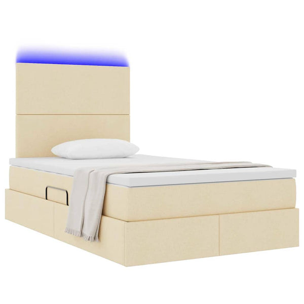 Bett mit Stauraum LED Creme 120x190 cm