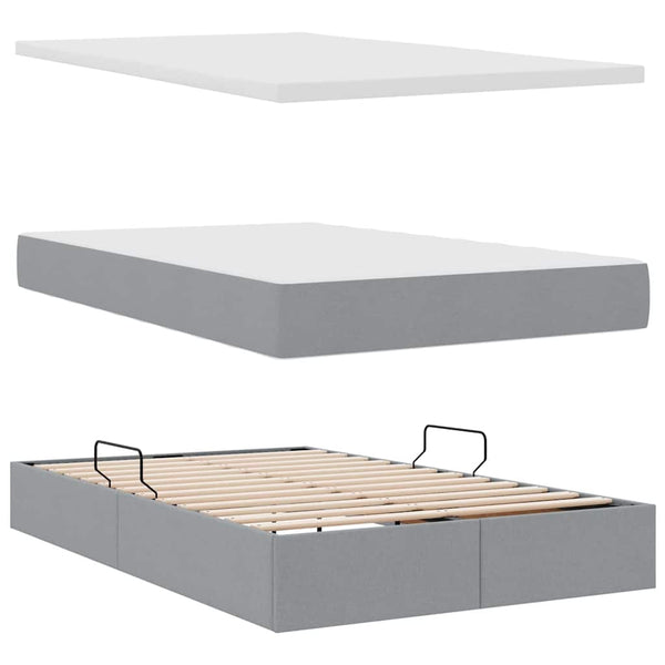 Bett mit Stauraum LED Hellgrau 120x200
