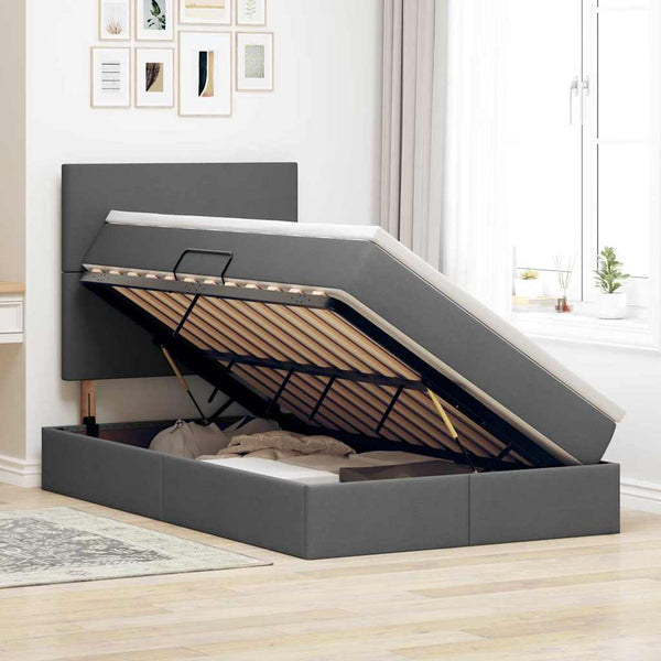 Bett mit Stauraum & LED Dunkelgrau 120x200